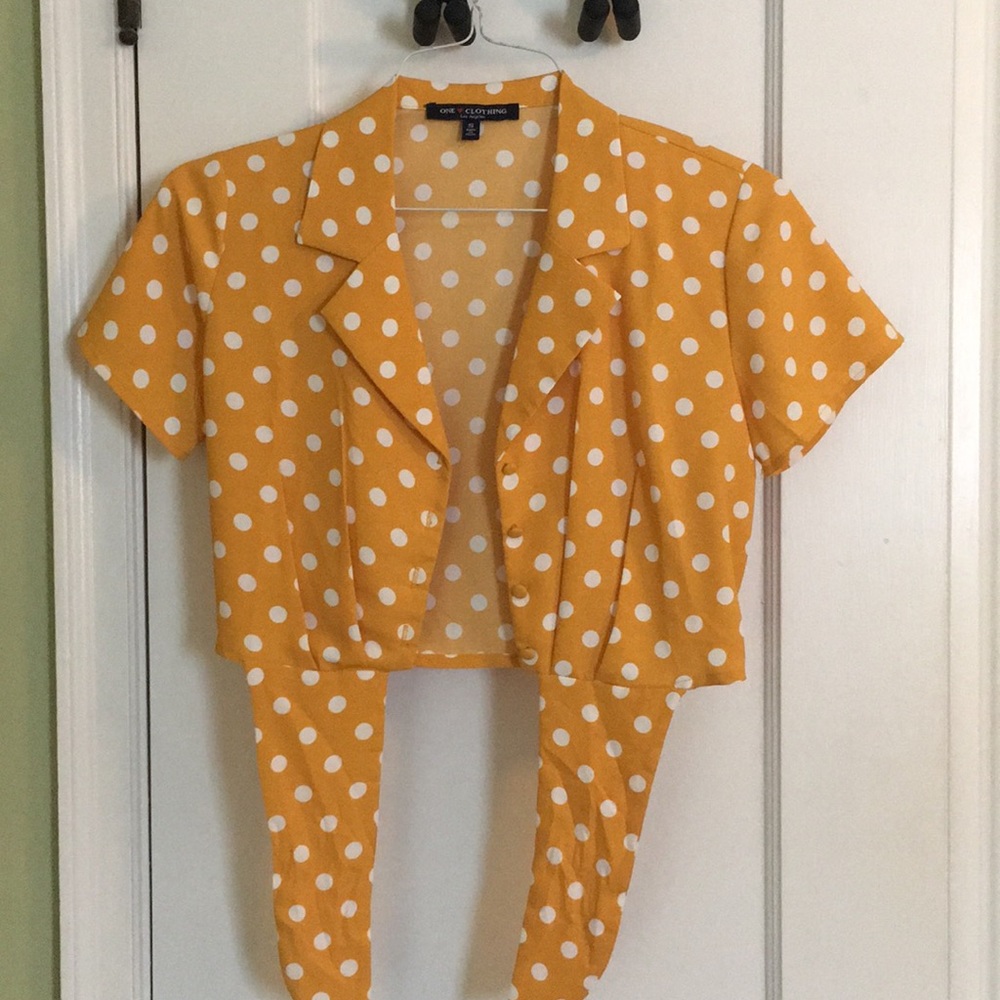 Yellow polka dot crop top